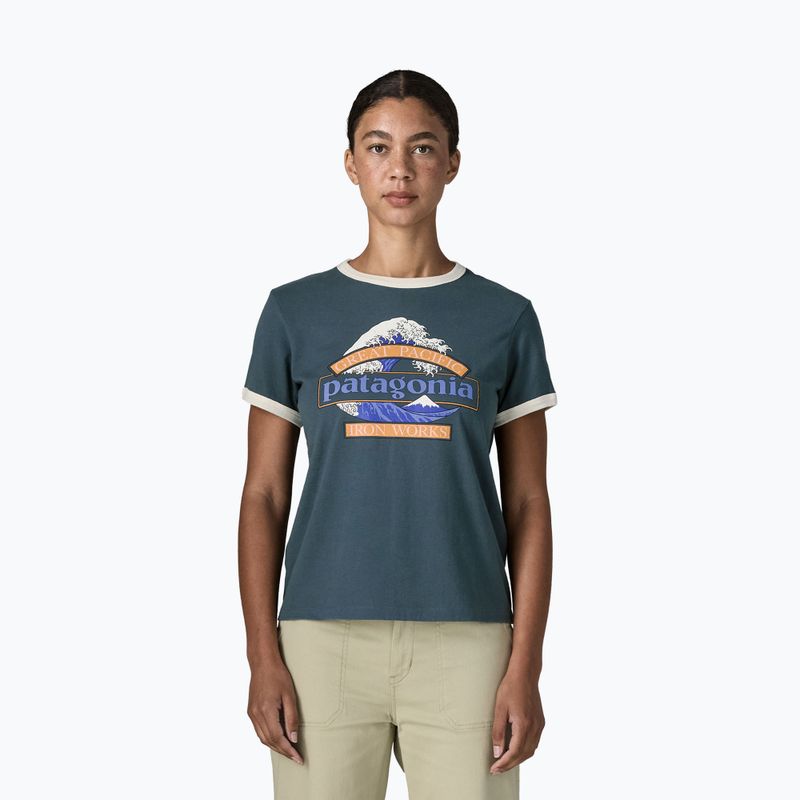 Női póló Patagonia Great Waves Ringer Tee summit blue