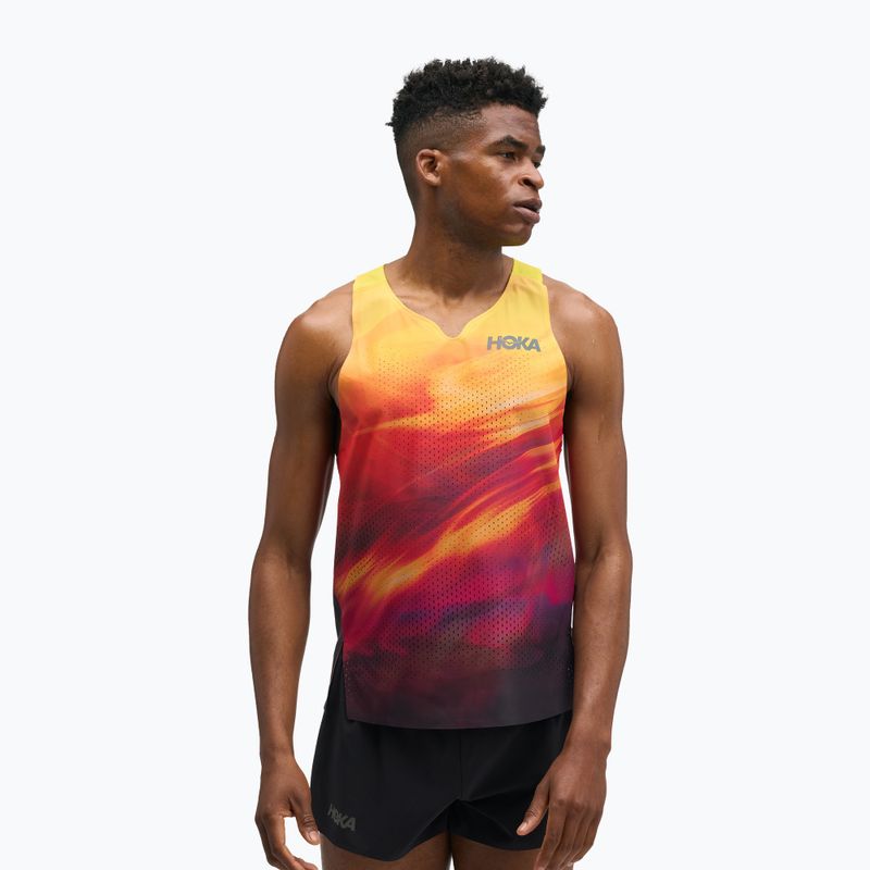Férfi futó póló HOKA Race Day Singlet TR Print hoka citrus 4