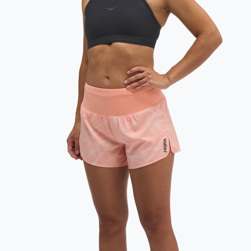 Női futónadrág HOKA Glide Short 3.5" CLF PRT sunstone print