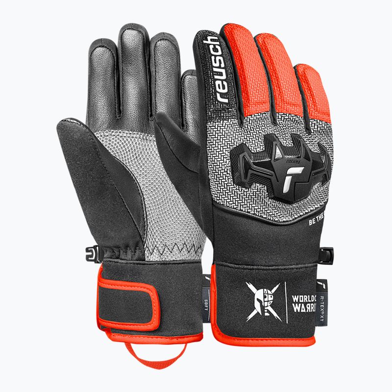 Gyerek síkesztyűk Reusch Worldcup Warrior R-Tex XT Junior black/silver/fluo red 2