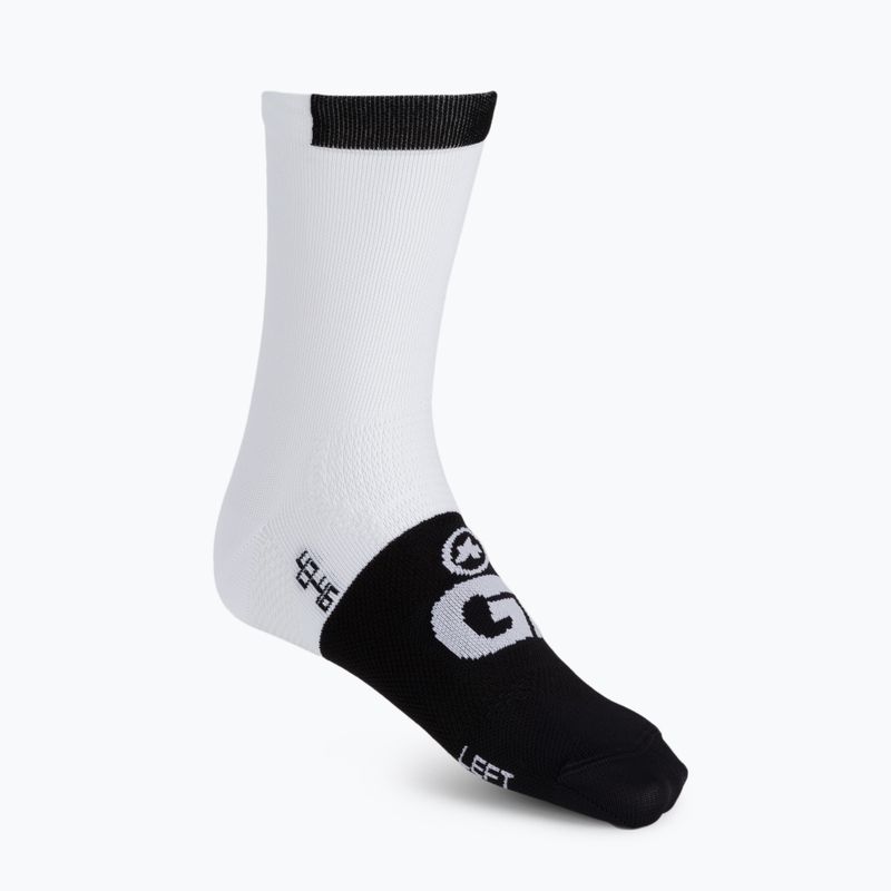 Gyermek kerékpáros zokni ASSOS GT C2 fekete-fehér P13.60.700.57