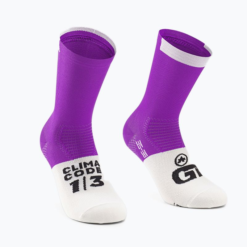 ASSOS GT C2 kerékpáros zokni lila/fehér P13.60.700.4B 4