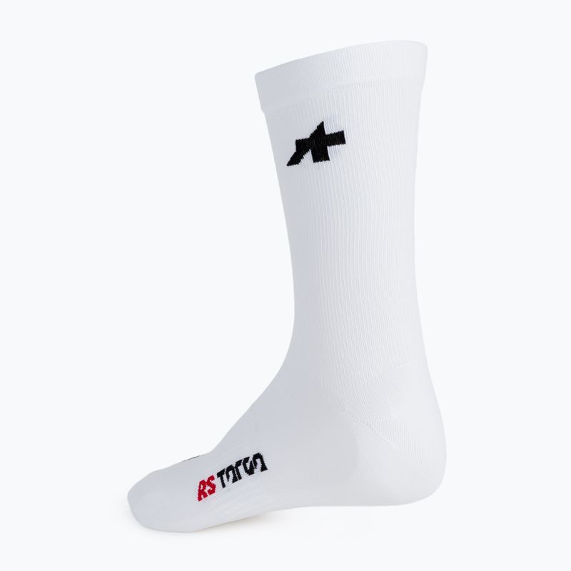 Gyermek kerékpáros zokni ASSOS RS Targa fehér P13.60.715.57 2