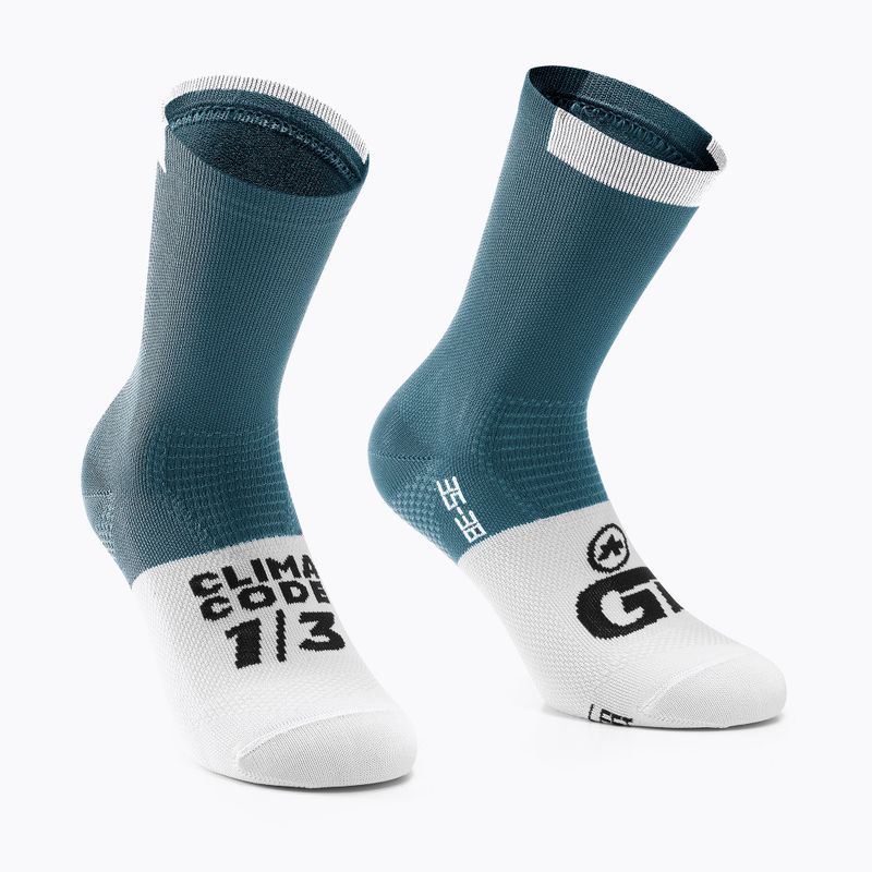 ASSOS GT C2 kék-fehér kerékpáros zokni P13.60.700.2O.0