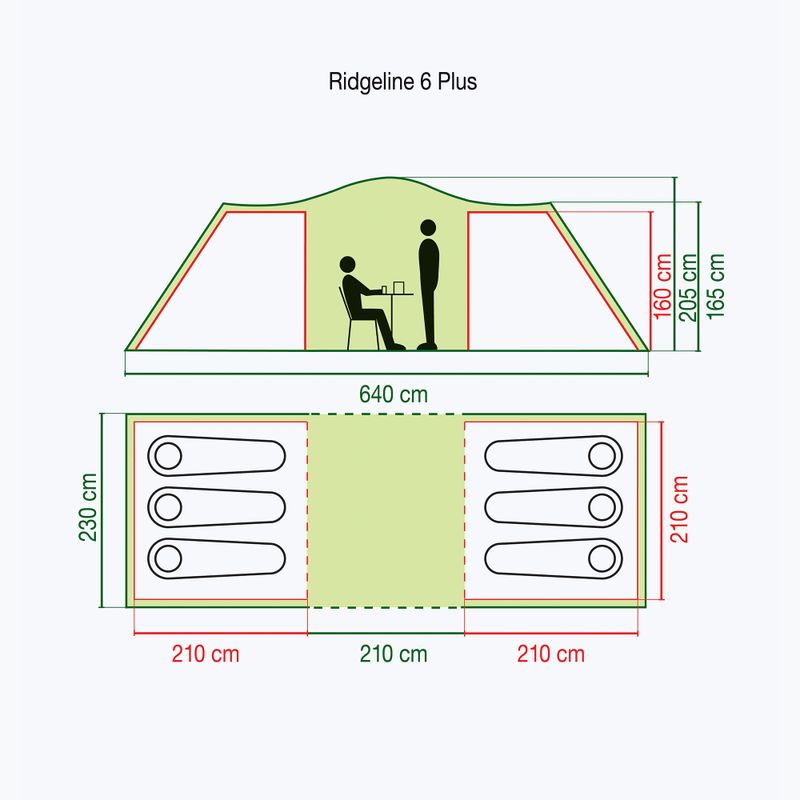 Coleman Ridgeline 6 Plus zöld 2000038891 6 személyes kemping sátor 2
