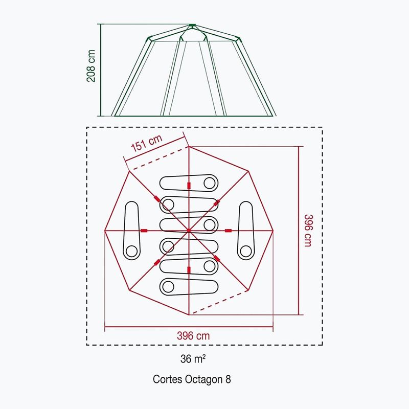 Kemping sátor 8 személyes Coleman Cortes Octagon 8 szürke 2000019550 2