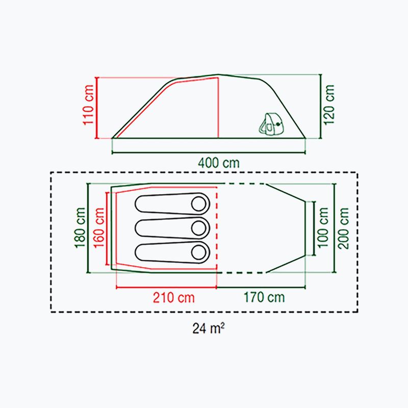 Coleman Laramie 3 személyes kemping sátor zöld 2000035207 3