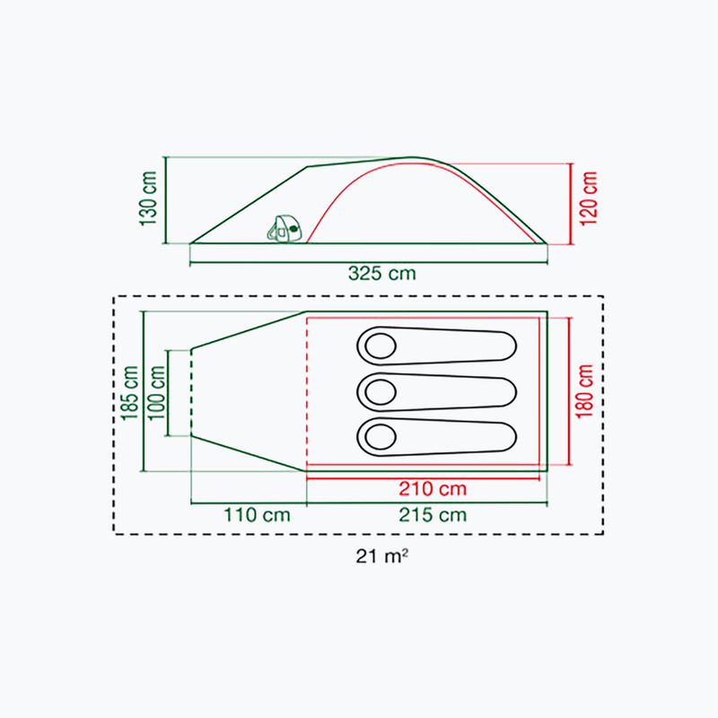 Coleman Darwin 3+ 3 személyes kemping sátor zöld 2000038488 2