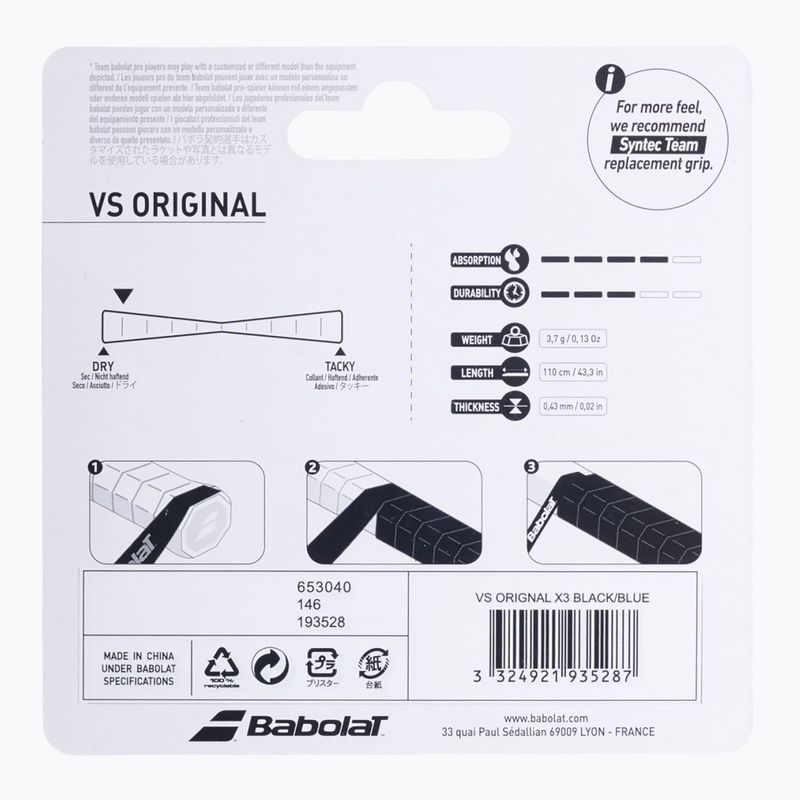 Babolat Vs Original teniszütő burkolatok 3 db fekete/fluo sárga 2