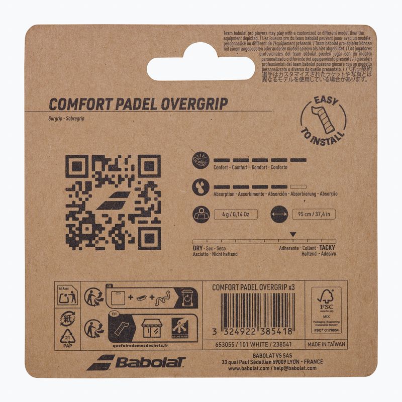 Padelütő markolatszalag Babolat Comfort Padel 3 pack white 4