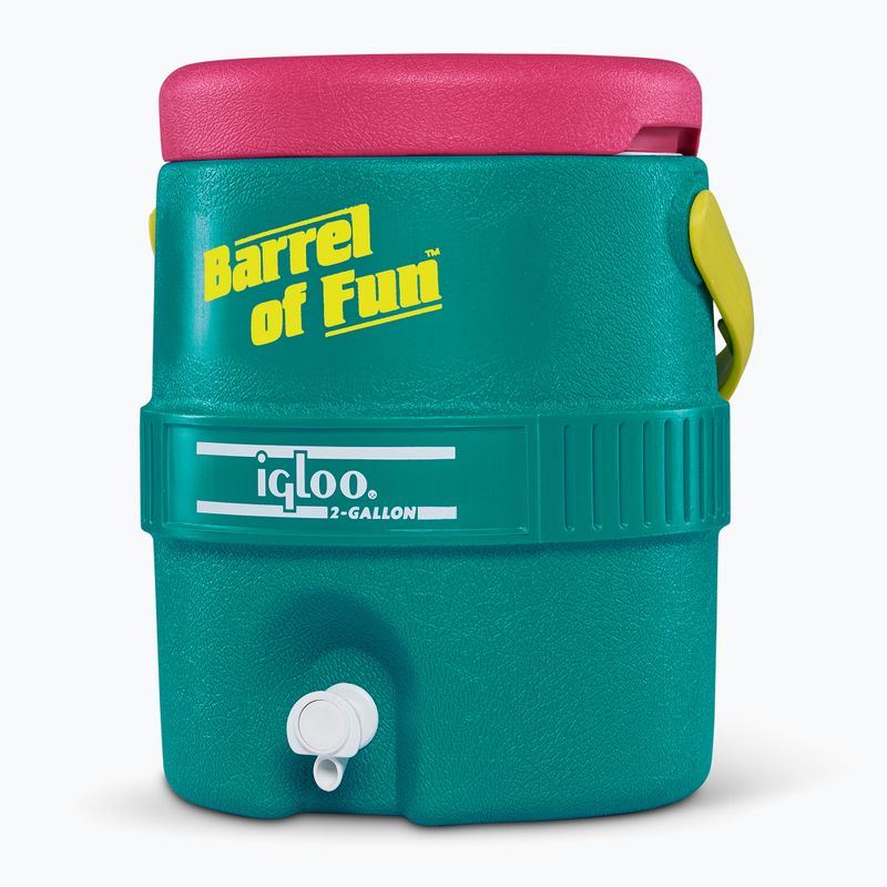 Igloo Retro Barrel Of Fun 2 Gallon 7,6 literes sötét jade/bold magenta/livewire sárga víztartály 3