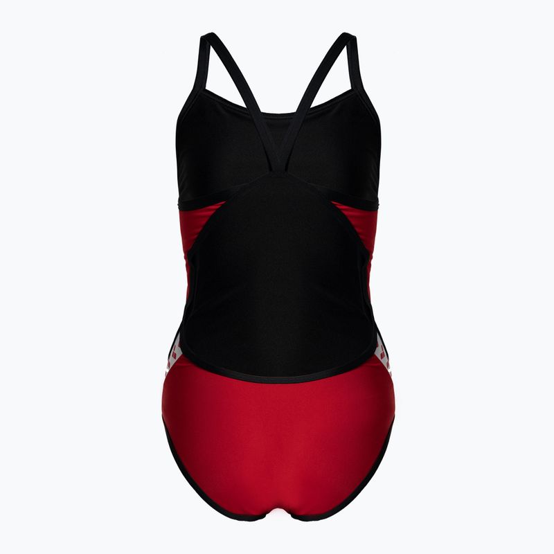 Női fürdőruha arena Team Stripe Super Fly Back egyrészes piros/fekete 001195/415 2