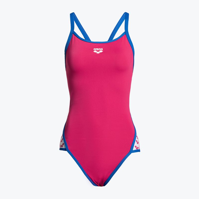 Női egyrészes fürdőruha arena Team Stripe Super Fly Back One Piece rózsaszín 001195/970