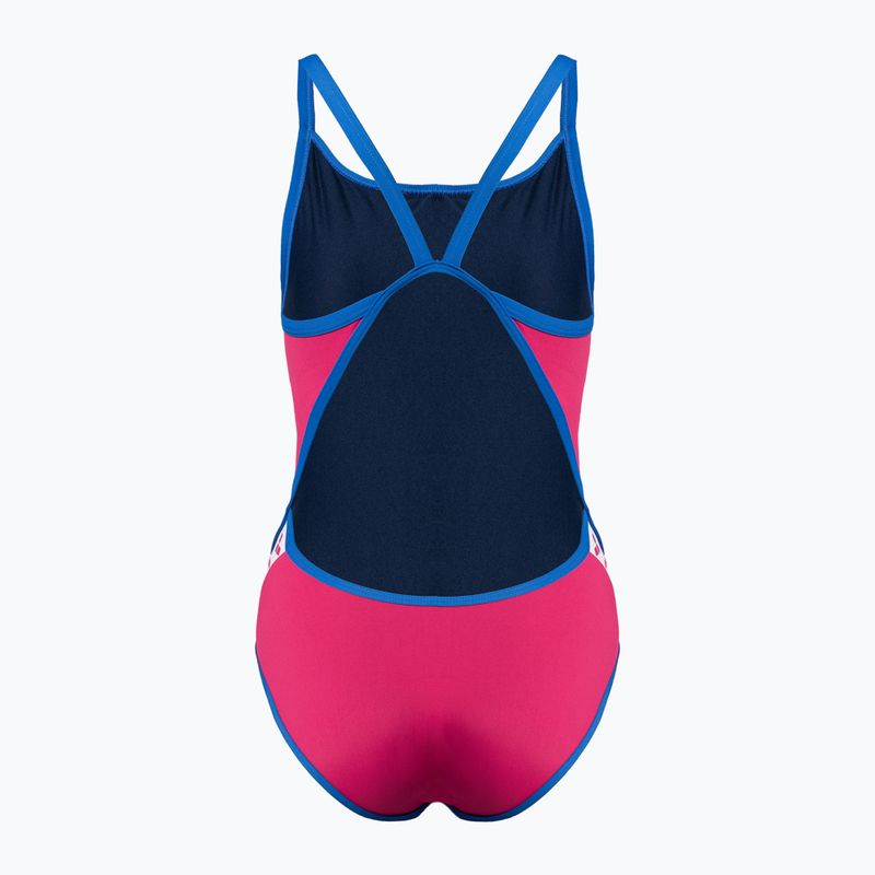 Női egyrészes fürdőruha arena Team Stripe Super Fly Back One Piece rózsaszín 001195/970 2