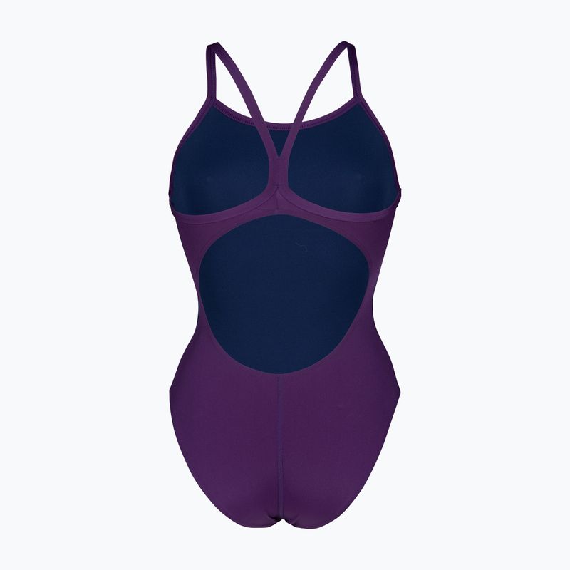 Női egyrészes fürdőruha Arena Team Light Drop Solid plum/white 2