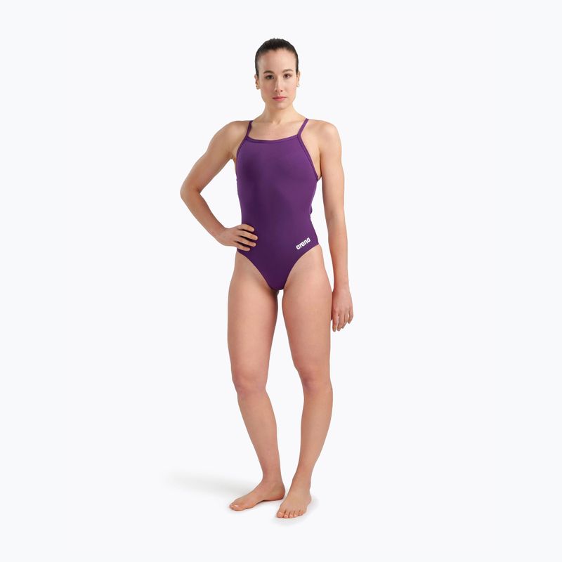 Női egyrészes fürdőruha Arena Team Light Drop Solid plum/white 6
