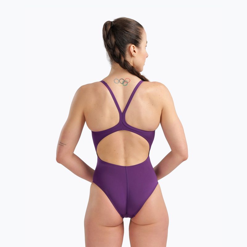 Női egyrészes fürdőruha Arena Team Light Drop Solid plum/white 7