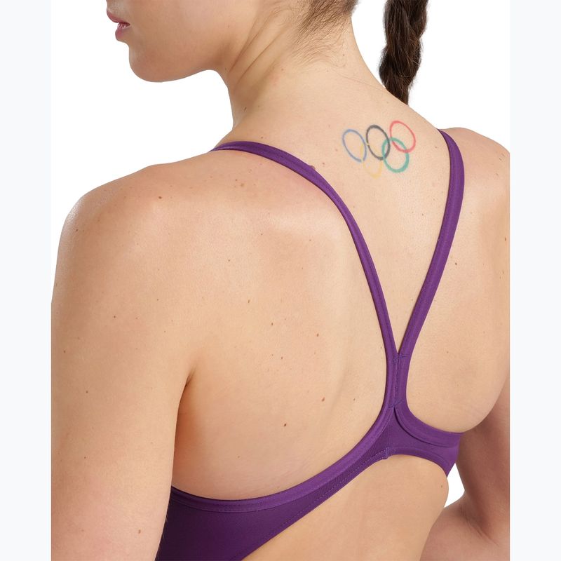 Női egyrészes fürdőruha Arena Team Light Drop Solid plum/white 8