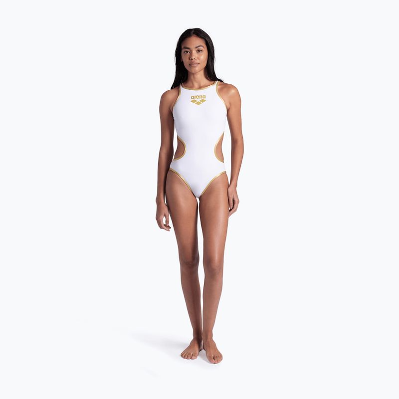 Női egyrészes fürdőruha Arena One Biglogo One Piece white/gold 7