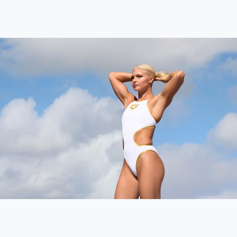 Női egyrészes fürdőruha Arena One Biglogo One Piece white/gold 11