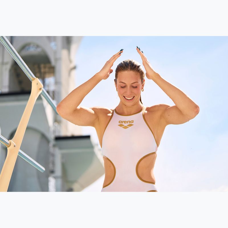 Női egyrészes fürdőruha Arena One Biglogo One Piece white/gold 12