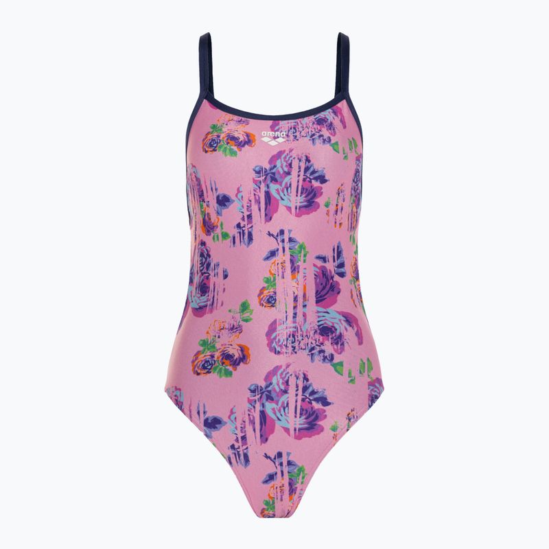 Női egyrészes fürdőruha arena Rose Texture fürdőruha Xcross Back multi rózsaszín/navy