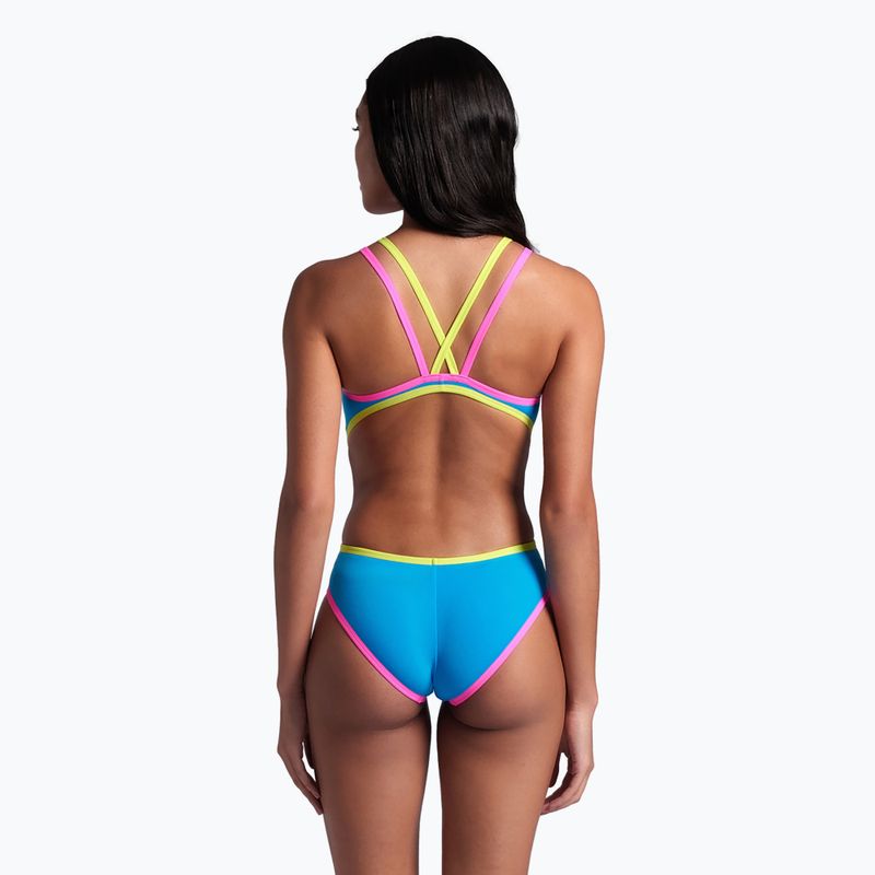 Női egyrészes fürdőruha arena One Double Cross Back One Piece türkiz/fluo rózsaszín/lágy zöld 8