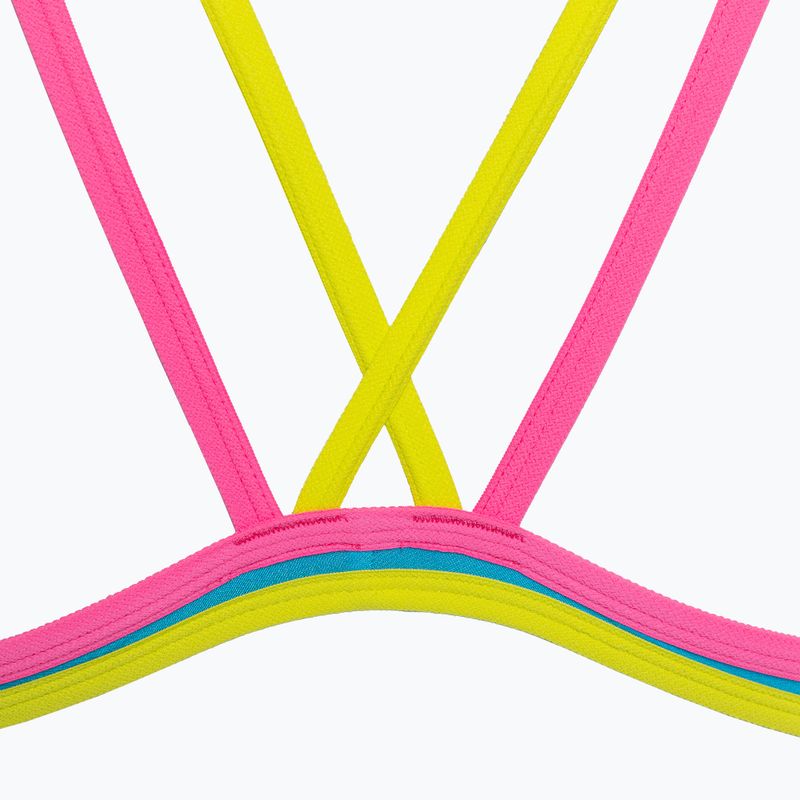 Női egyrészes fürdőruha arena One Double Cross Back One Piece türkiz/fluo rózsaszín/lágy zöld 5