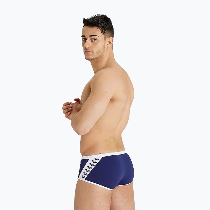 Férfi arena Icons Swim Alacsony derekú rövid egyszínű tengerészgyalogos/fehér úszónadrág 6
