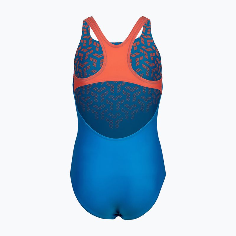 Gyermek egyrészes fürdőruha arena Kikko V Swim Pro Back kék porcelán/calypso korall 3