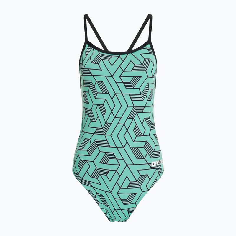 Női egyrészes fürdőruha arena Escape Challenge Back black/water blue multi