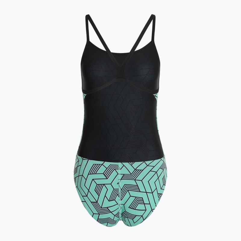 Női egyrészes fürdőruha arena Escape Challenge Back black/water blue multi 2