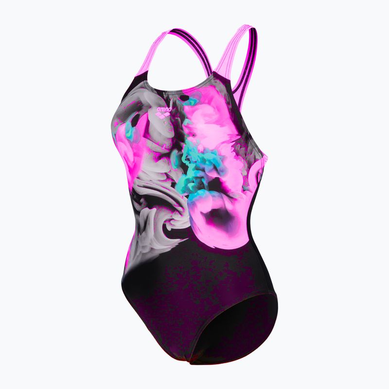 Női egyrészes fürdőruha arena Imaginary Swim Pro Back black/shocking pink/multi 3