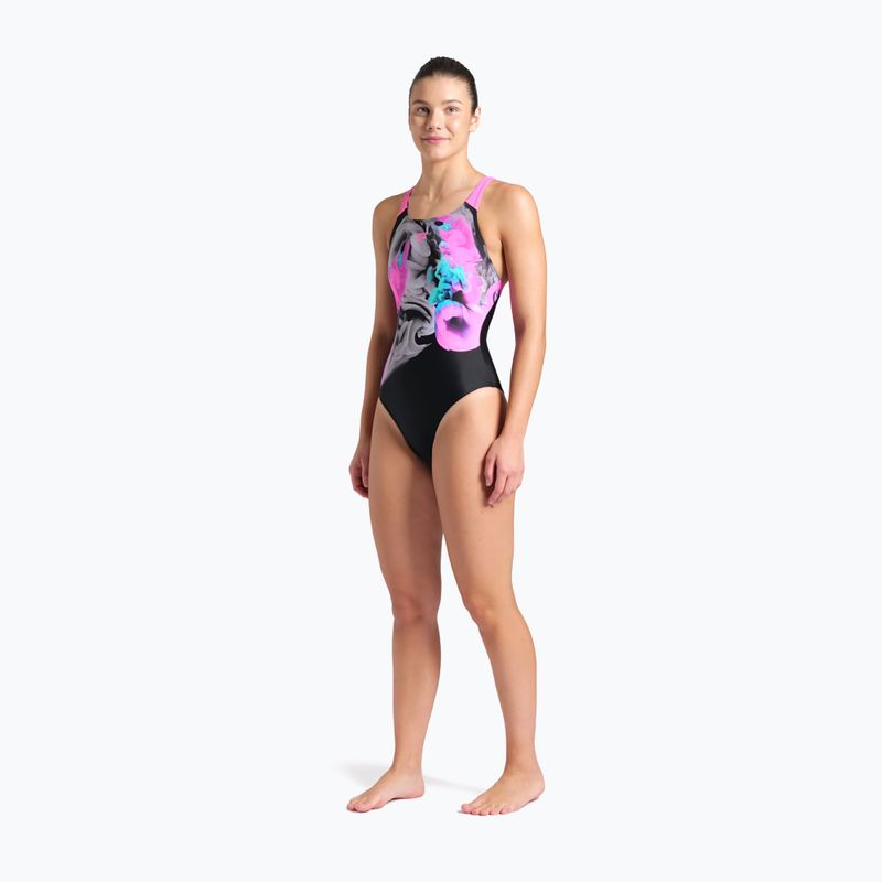 Női egyrészes fürdőruha arena Imaginary Swim Pro Back black/shocking pink/multi 6