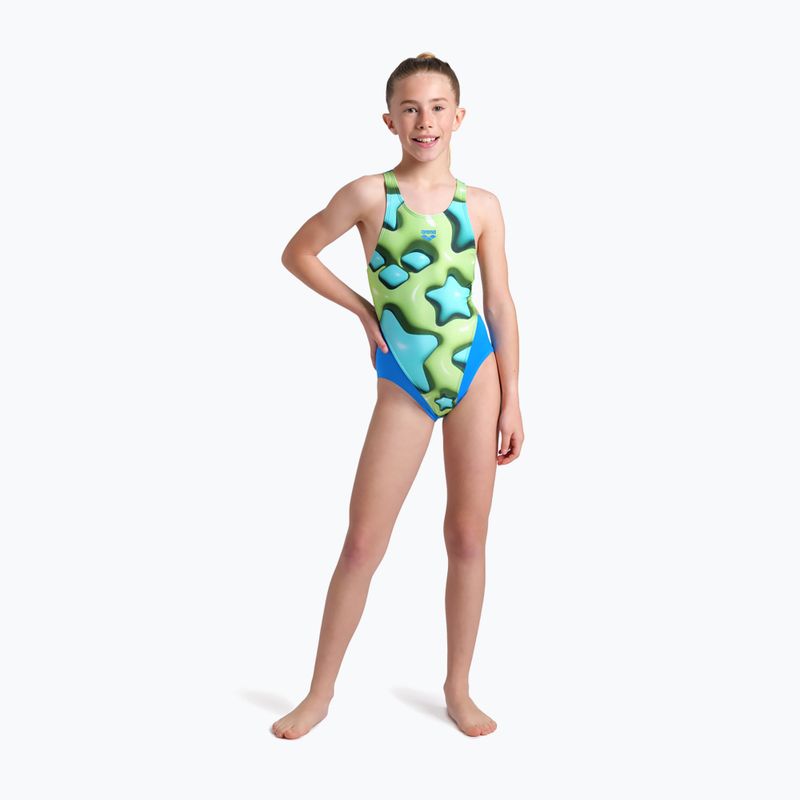 Gyerek egyrészes fürdőruha arena Star Shaped Swim Tech L blue river/soft green/multi 6