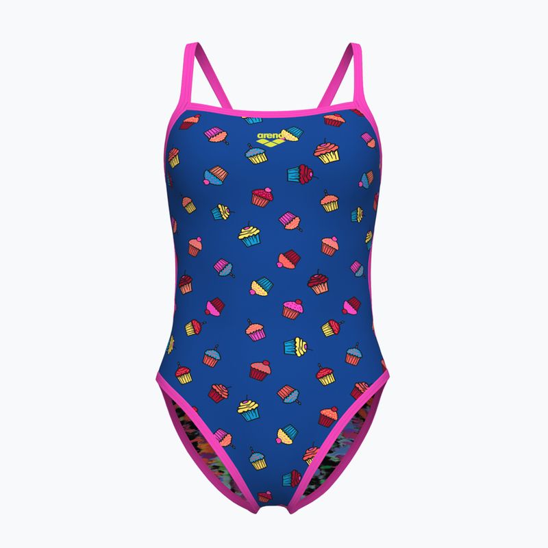 Női egyrészes fürdőruha arena Reversible Swimsuit Challenge Back royal multi/shocking pink
