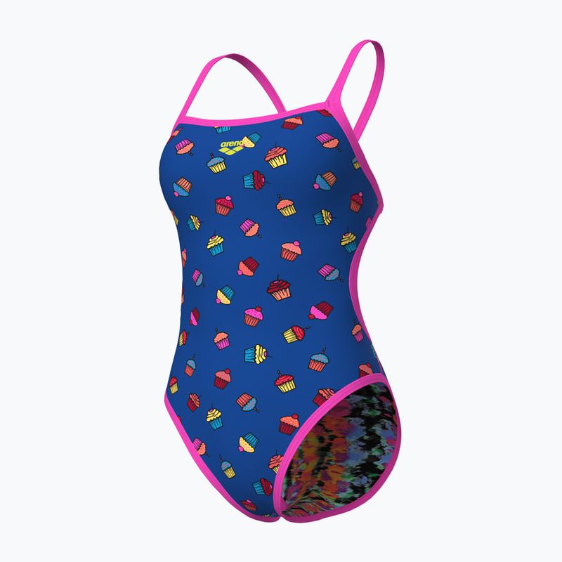 Női egyrészes fürdőruha arena Reversible Swimsuit Challenge Back royal multi/shocking pink 5