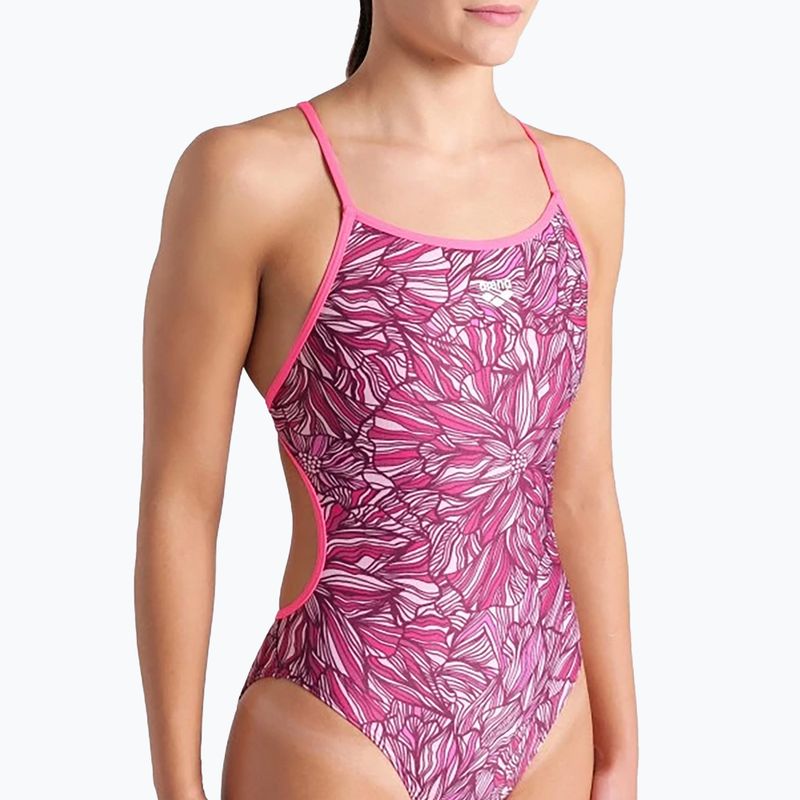Női egyrészes fürdőruha arena Pink Dahlia Lace Back shocking pink/multi 5