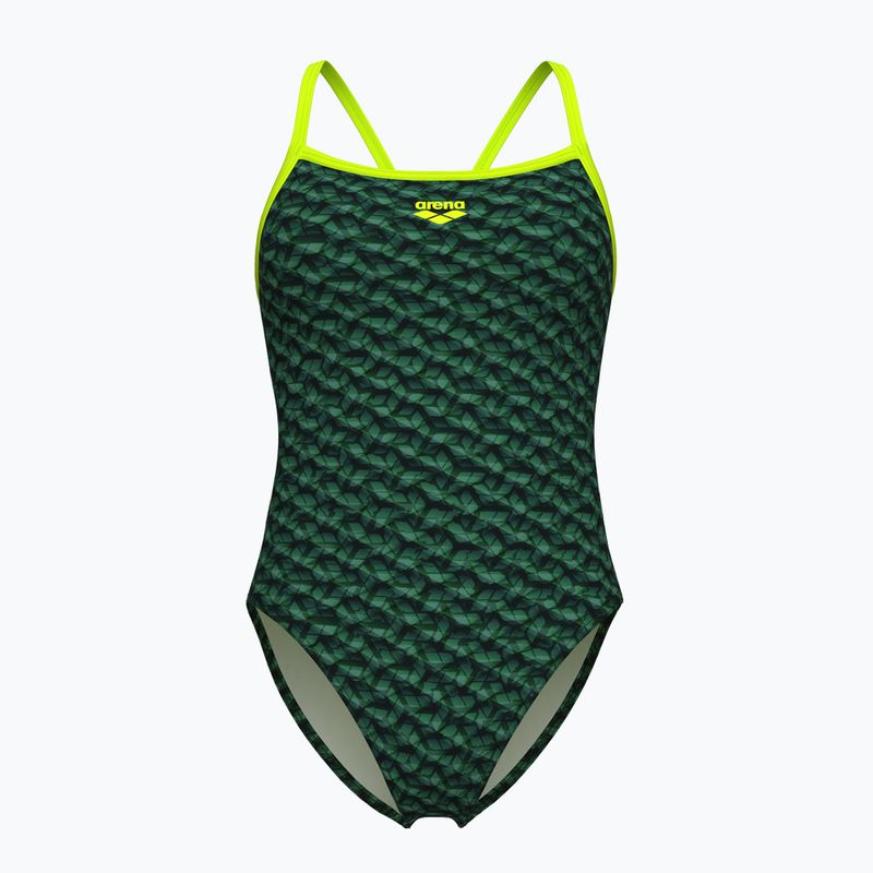 Arena Monogram Challenge Back sötét zsálya multi/artic lime női egyrészes fürdőruha
