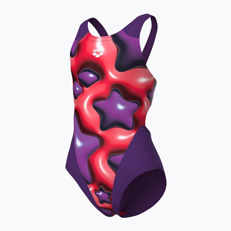 Arena Star Shaped Swim Tech L szilva/világos korall multi gyermek egyrészes fürdőruha 4