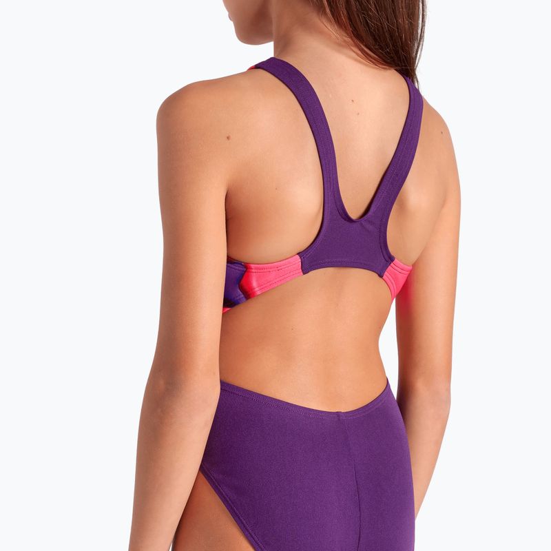 Arena Star Shaped Swim Tech L szilva/világos korall multi gyermek egyrészes fürdőruha 9