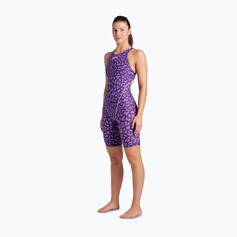 Női egyrészes fürdőruha arena Powerskin ST Next LE Open Back leopard skin violet 2