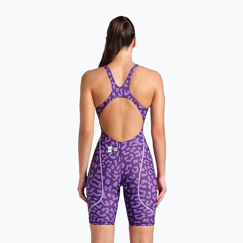 Női egyrészes fürdőruha arena Powerskin ST Next LE Open Back leopard skin violet 3