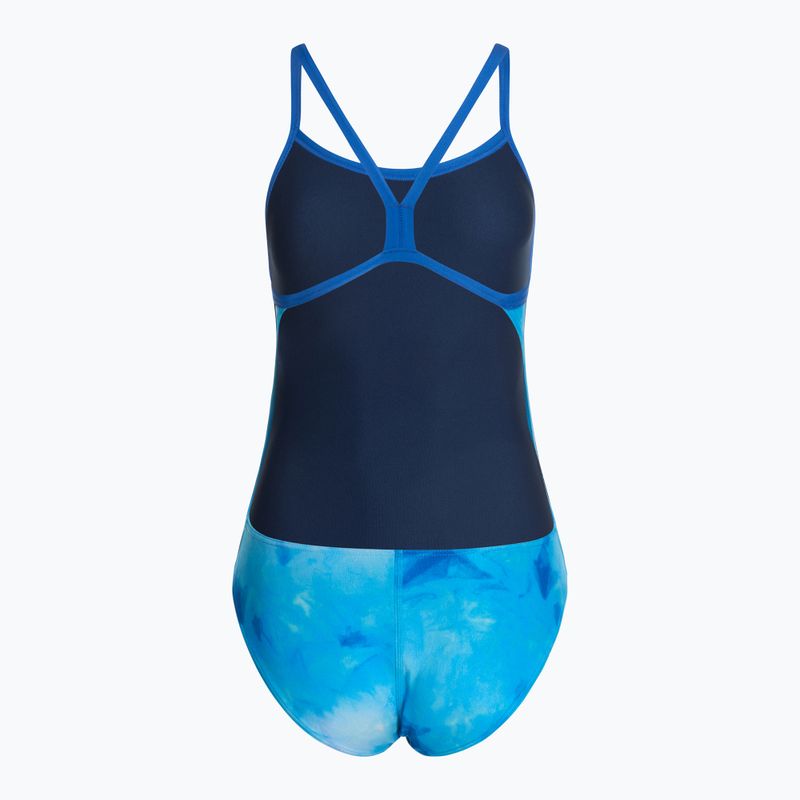 Női egyrészes fürdőruha arena Tie-Dye Challenge Back Allover kék multi/királyi 3