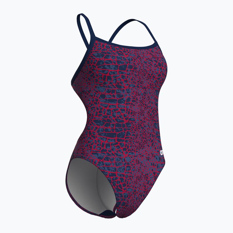 Női egyrészes fürdőruha arena Snake Skin Challenge navy/team redwhiteblue 3