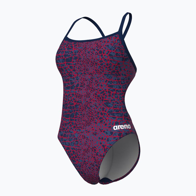 Női egyrészes fürdőruha arena Snake Skin Challenge navy/team redwhiteblue 4