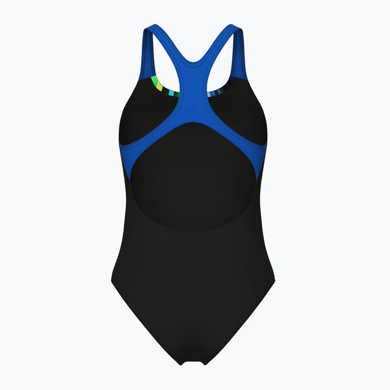 Női egyrészes fürdőruha arena Bloom Swim Pro Back Lb multi fekete/fekete/kék porcelán 2