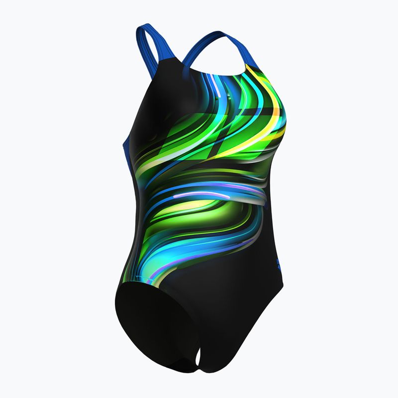 Női egyrészes fürdőruha arena Bloom Swim Pro Back Lb multi fekete/fekete/kék porcelán 3