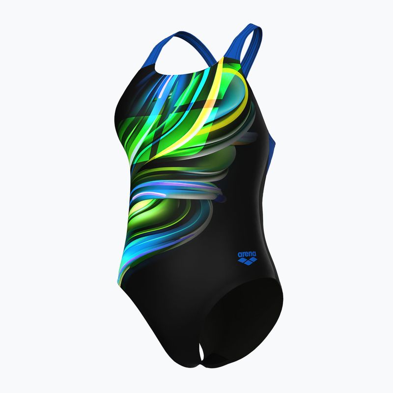 Női egyrészes fürdőruha arena Bloom Swim Pro Back Lb multi fekete/fekete/kék porcelán 4