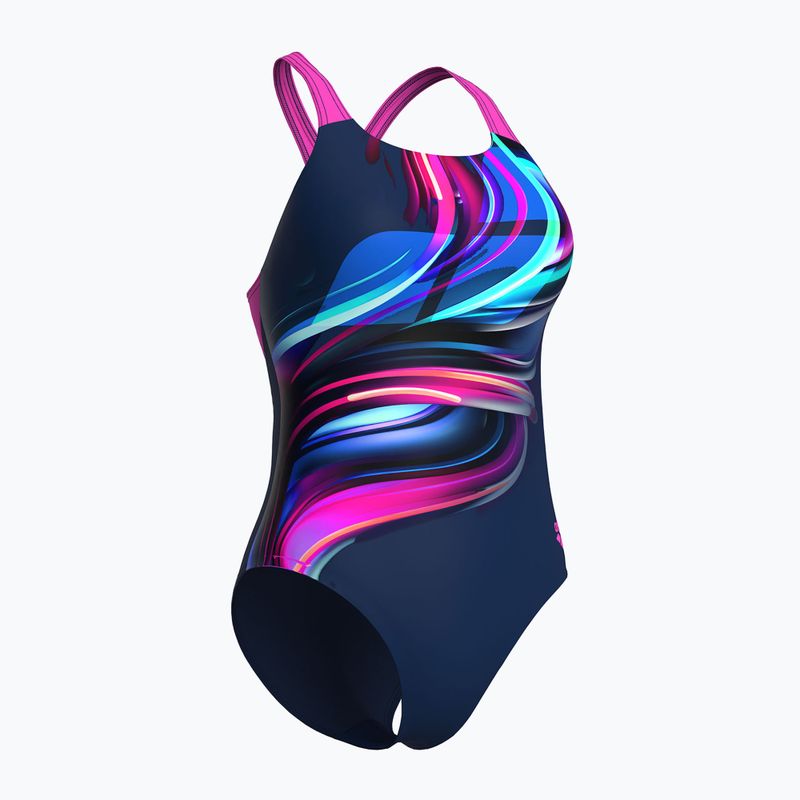 Női egyrészes fürdőruha arena Bloom Swim Pro Back Lb multi navy/navy/shocking pink 3